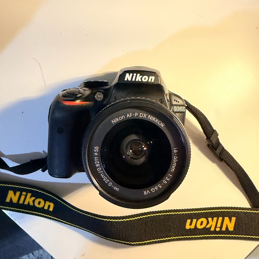 Nikon D3400 DSLR Camera - Black with Yellow Strap